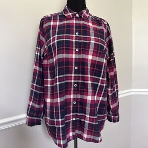 Croft & Barrow Button Up Shirt‎ Size 1X Multicolored Plaid Blouse